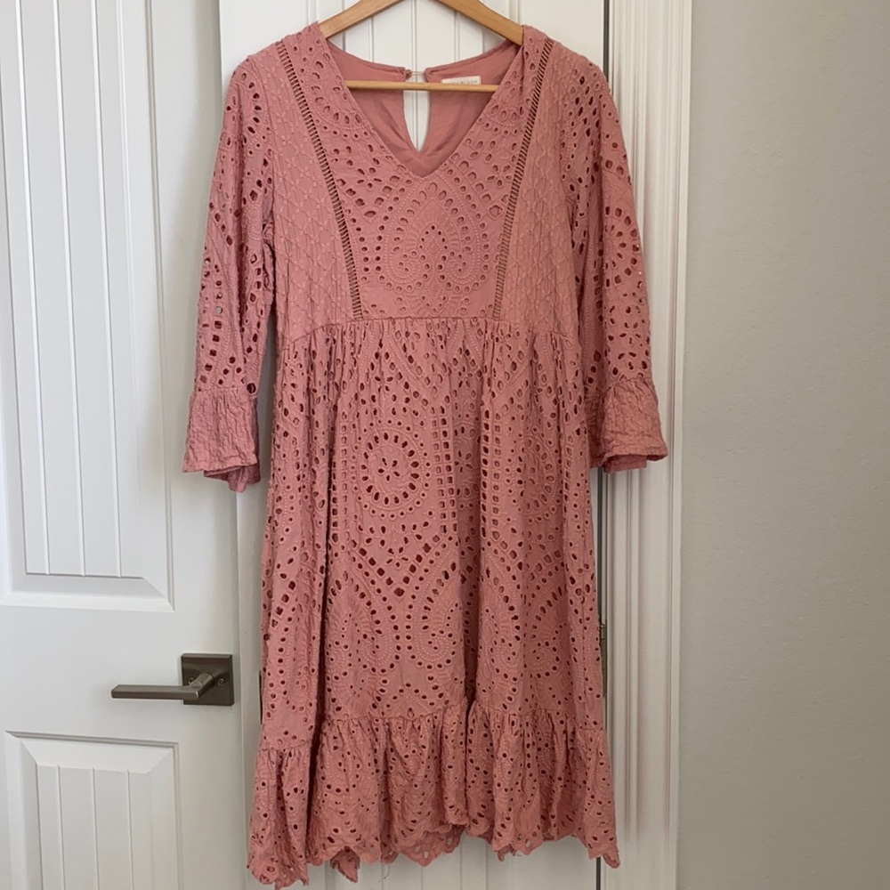 Pink Blush pink eyelet dress